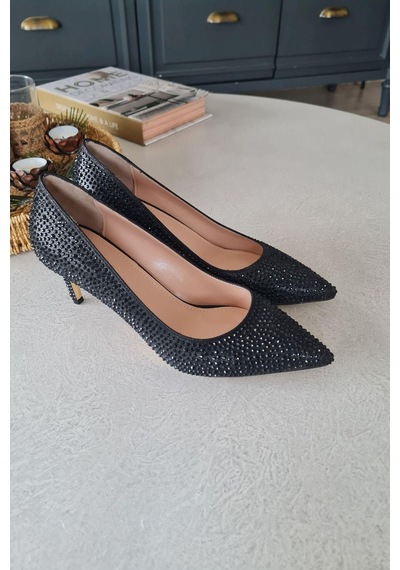036 0450 Taslı Topukla Kadın Taşlı Stiletto Abiye Ayakkabı 001