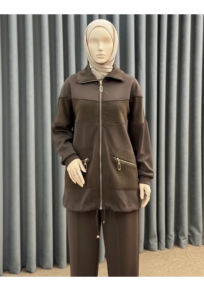 Nuss 1089 Çep Detayli Pantolonlu Takım - Kahve