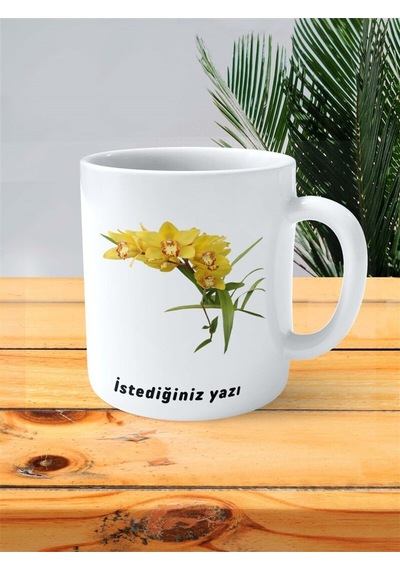 Orkide Baskılı Kupa Bardak Kişiye Özel Model 2 Çok Renkli