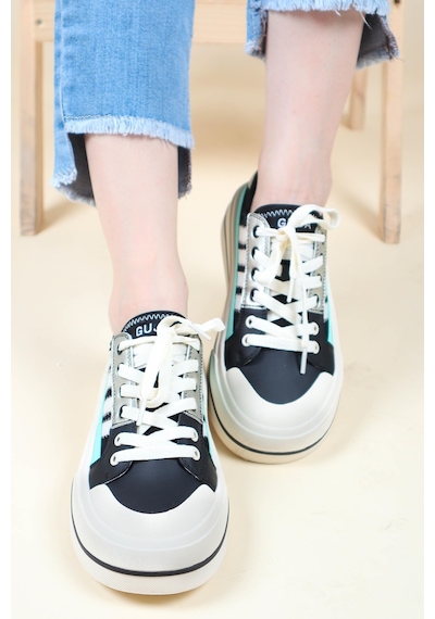 Guja Cilt Garnili Keten Sneakers Siyah-Siyah