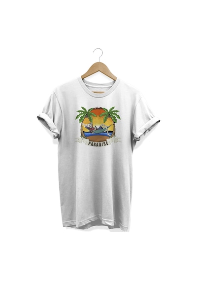 Paradise Baskılı Beyaz T-shirt Beyaz