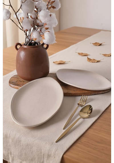 Mat Krem Bloom Kayık Tabak 31 Cm 2 Adet 040 Çok Renkli