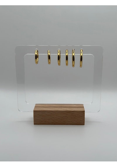 Arnes Jewelry Çelik Gold 3'lü Halka Küpe Gold