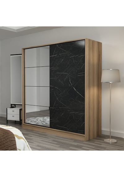 Minar Kale 2 K Aynalı Sürgülü Dolap 180 Cm-dore/ Royal Mermer