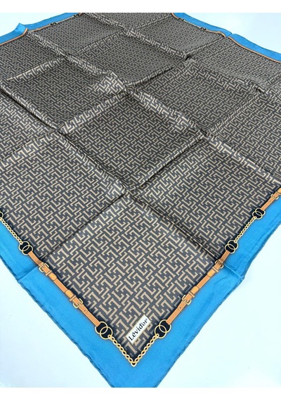 Levidor Twill İpek Eşarp-0944 Kahve-mavi
