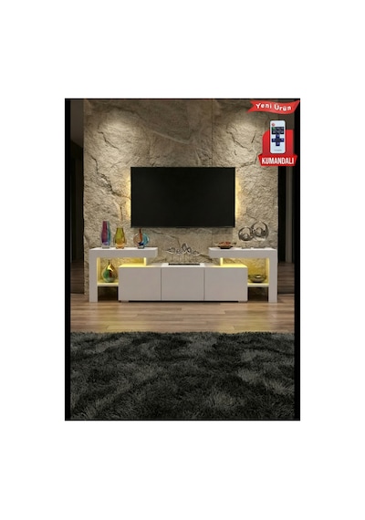 Burc Ledli Tv Ünitesi 200 Cm Beyaz Burc Ledli Tv Ünitesi 200 Cm Beyaz
