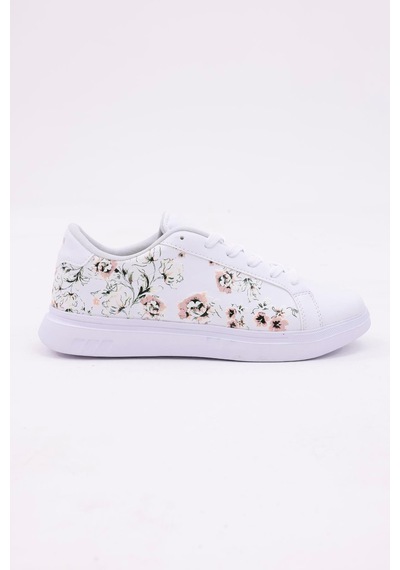 3d Dijital Baskı Kadın Alex Mcqueen Beyaz - Çiçek Desenli Sneaker Beyaz-çiçek