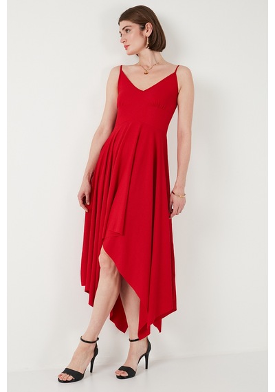 Lela Asimetrik Kesim Regular Fit Midi Boy Askılı V Yaka Bayan Elbise 5866131 Kırmızı Lela Asimetrik Kesim Regular Fit Midi Boy Askılı V Yaka Bayan Elbise 5866131 Kırmızı
