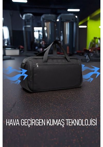 Kaff Siyah Önü Cepli Ayakkabı Bölmeli Geniş Bavul Seyahat Gym Fitness El Ve Spor Çantası Siyah