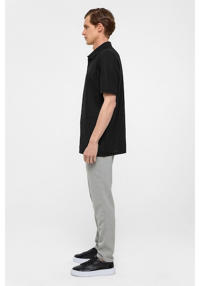 Süvari Siyah Regular Armürlü Polo Yaka Tişört-38360 Siyah