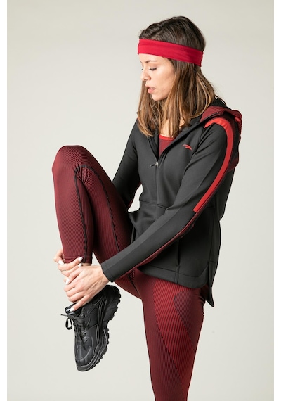 Maraton Active Slimfit Kadın Kapşonlu Uzun Kol Spor Siyah Tracktop 815015-siyah