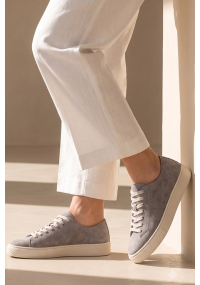 Shoetyle - Hakiki Nubuk Deri Gri Renk Erkek Sneaker - 666-0381 -1580