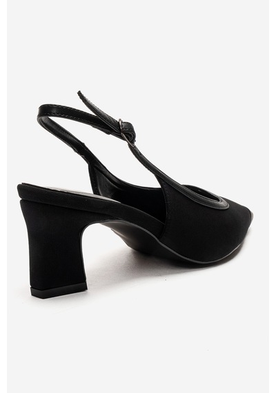 Luvishoes Hılda Siyah Mat Burunlu Kadın Blok Topuklu Ayakkabı Siyah