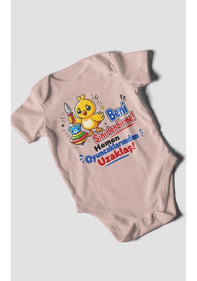 Morivokids Beni Sinirlendirme Mesajlı Kısa Kollu Bebek Body %100 Pamuk Pastel Pembe