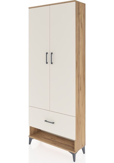 Arges Dolap 4 Raflı Tek Çekmeceli 2 Kapaklı 88x30x221 Çam-aytaşı Çam