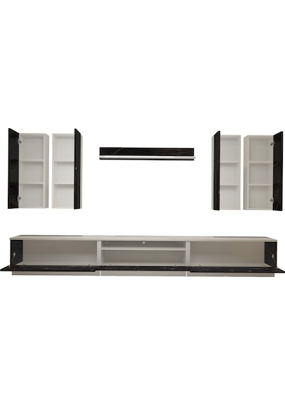 Decoraktiv Trendstyle 8d Mdf Tv Ünitesi Tv Sehpası Beyaz - Siyah Mermer