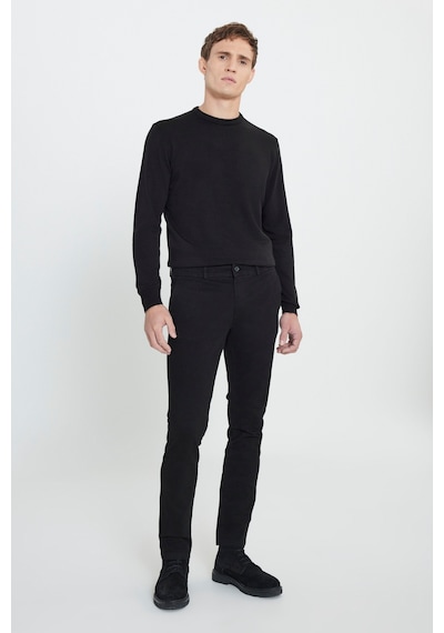George Henry Pamuklu Slim Fit Dar Kesim Yan Cepli Esnek Chino Pantolon Siyah
