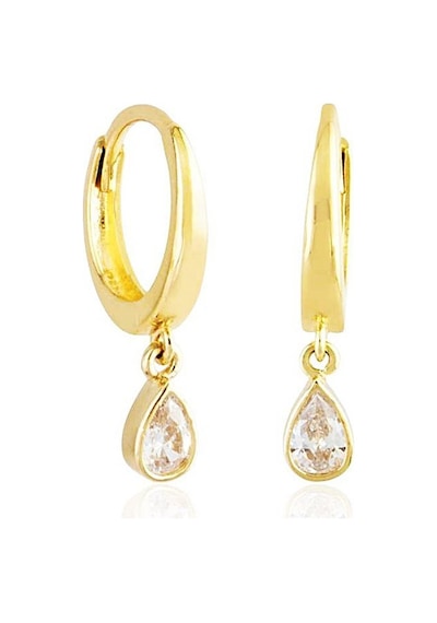 Sembol Gold Damla Taşlı Altın Sallantılı Küpe 14k Gold