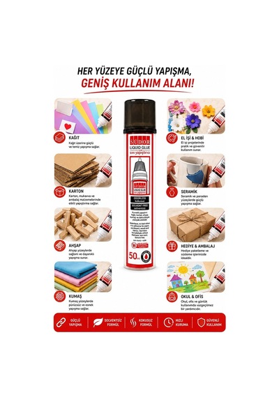Sıvı Yapıştırıcı Şeffaf 50ml 2 Adet Südor Plastik Tüpte Sıvı Uhu Kağıt Karton Yapıştırıcısı Zararsız Okul Büro Ofis