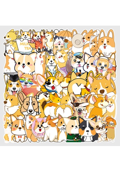 50 Adet Tekrarsız Köpekler Kalite Pvc Modern Sticker 01