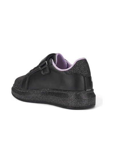 Günlük Kız Çocuk Sneaker Püskül Detaylı Oval Simli Burun Lastik Bağcıklı Cırtlı Spor Ayakkabı 3740 Siyah