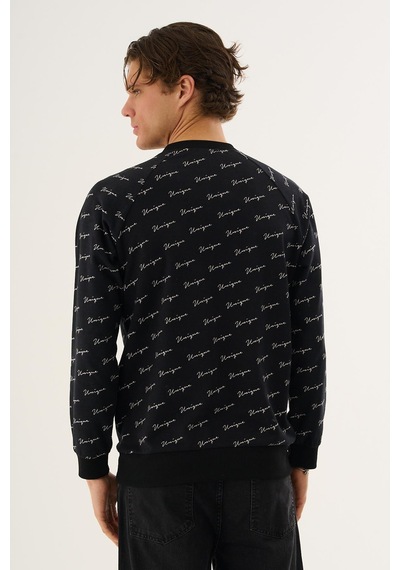 Alexandergardi Baskılı Bisiklet Yaka Sweatshirt Siyah