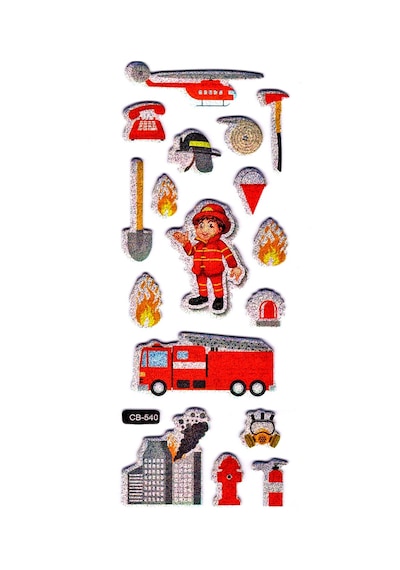 Sticker Kabartmalı Sticker Defter, Planlayıcı Etiket - Cb-540 16x7 Cm- İtfaiye Arabası