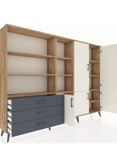 Arges Dolap 11 Raflı 3 Çekmeceli 5 Kapaklı 220x30x163 Çam-aytaşı/ Çam-aytaşı/antrasit Arges Dolap 11 Raflı 3 Çekmeceli 5 Kapaklı 220x30x163 Çam-aytaşı/ Çam-aytaşı/antrasit