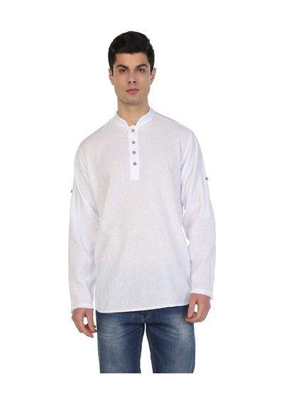 Uzun Kol Şile Bezi Bodrum Erkek T-Shirt Beyaz 9001