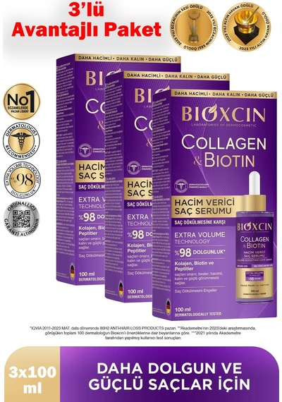 Bioxcin Saç Serum Collagen Biotin 100 Ml 3 Adet