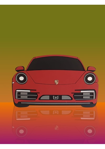 Porsche Araba Duvar Süsü Strafor Tablo Duvar Aksesuarı Strafor Tablo Kırmızı