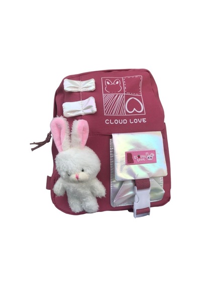Kore Model Mini Oyuncaklı Sırt Çantası Pembe Çok Renkli