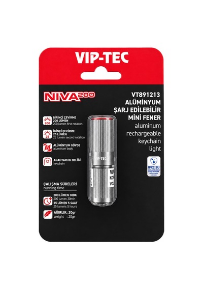 Vıp-tec Şarjlı Alüminyum Gövde Led Lamba - Mini Fener 25 Lümen