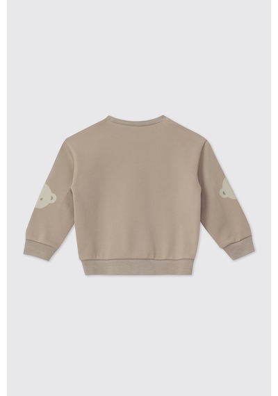 Panço Erkek Bebek Bisiklet Yaka Bej Sweatshirt Krem