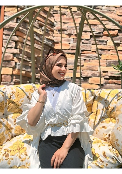 Moda Kaşmir Mk Desen Pamuk Eşarp Bronz