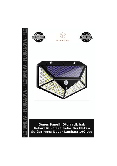 Güneş Panelli Otomatik Işık Dekoratif Lamba Solar Dış Mekan Su Geçirmez Duvar Lambası 100 Led