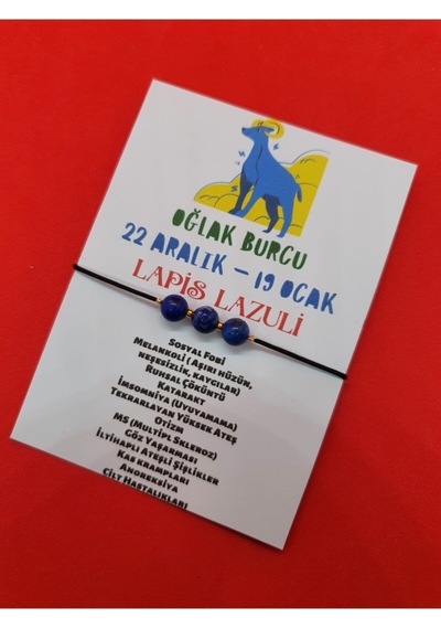 Gümüştel El Sanatları Sertifikalı Oğlak Burcu Lapis Taşı Bileklik Çok Renkli