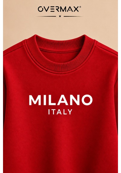Overmax Milano Baskılı Çocuk Kapüşonsuz Sweatshirt Eşofman Takımı 3-12 Yaş Kırmızı Üst-gri Alt - 918973686 Kırmızı Üst-gri Alt