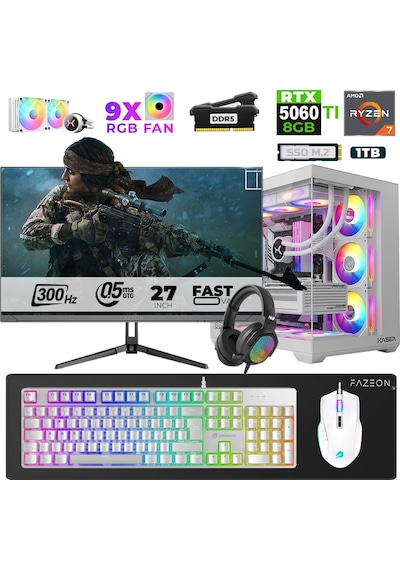 Xaser Star X520 R7-7800X3D 32 GB 1 TB SSD 8 GB RTX5060Tİ 27" Dos NVME Masaüstü Oyuncu Bilgisayarı