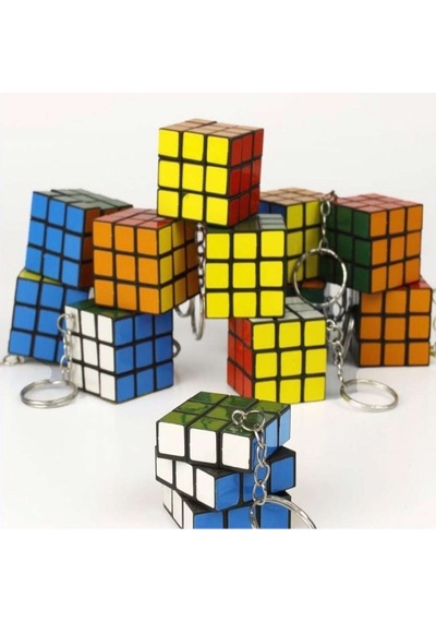 12 ADET MİNİ RUBİK ZEKA KÜPÜ (SABIR KÜPÜ) 3x3 ANAHTARLIK