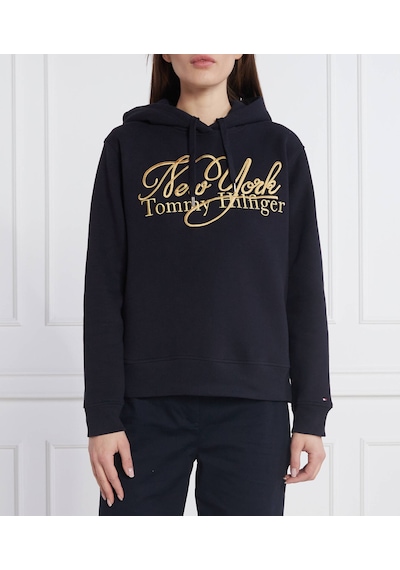Tommy Hilfiger Newyork Bayan Kapşonlu Sweatshirt Siyah