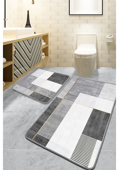 Pendor Gri 2'li Set Banyo Paspası Gri-ikili