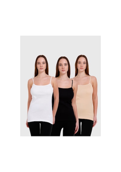 Clara Butik 3'lü Basic Ip Askılı Atlet Siyah-beyaz-ten
