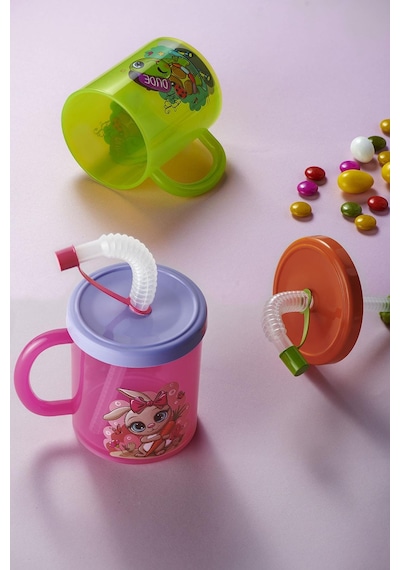 Renga Ruby Kaplumbağa Desenli 210 Ml Pipetli Kulplu Pp Bebek Bardağı 142026 Yeşil-turuncu Yeşil