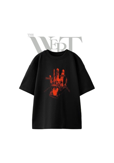 Thewert Cok Konusan El Tasarım Baskılı Ünisex Siyah Oversize T-shirt