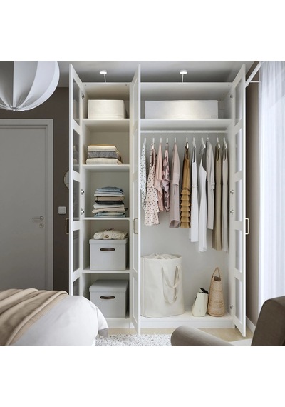 Ikea Beyaz Fonksiyonel Kapaklı Gardırop Beyaz-buzlu Cam