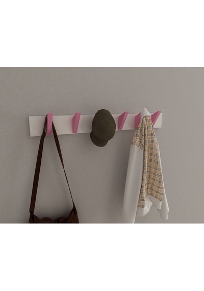 Hepsi3boyutlu Modern Duvar & Kapı Kanca Askılık - 6 Adet Pembe Kanca Askılık - Model No : 5 Pembe