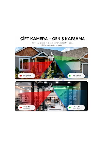 Uninet 5mp Çift Kameralı Wifi Ptz Güvenlik Kamerası 355 Döner, Lazer Flash Led, Insan Takibi Ve Gece Görüşü