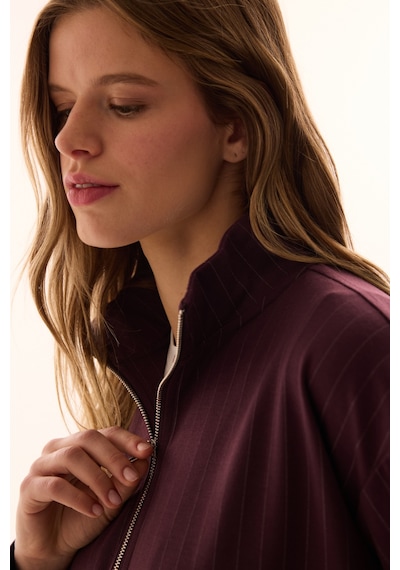 Penti Bordo Yarım Fermuarlı Çizgili Polo Yaka Sweatshirt