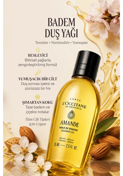 Badem Duş Yağı, Tatlı Badem Ve Üzüm Çekirdeği Yağı İçeren Besleyici Ve Nemlendirici, Seyahat Boy, 75 Ml Diğer